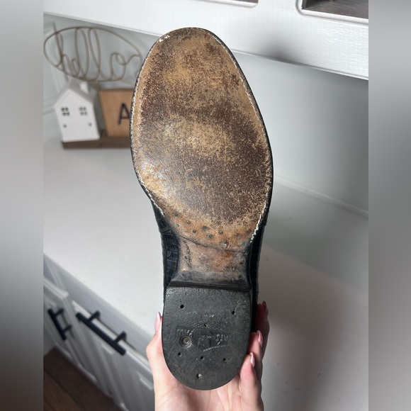 Vintage Hondo Lizard Cowboy Boots Men’s 8.5 Womens 10 Black Exotic Western - Picture 7 of 8